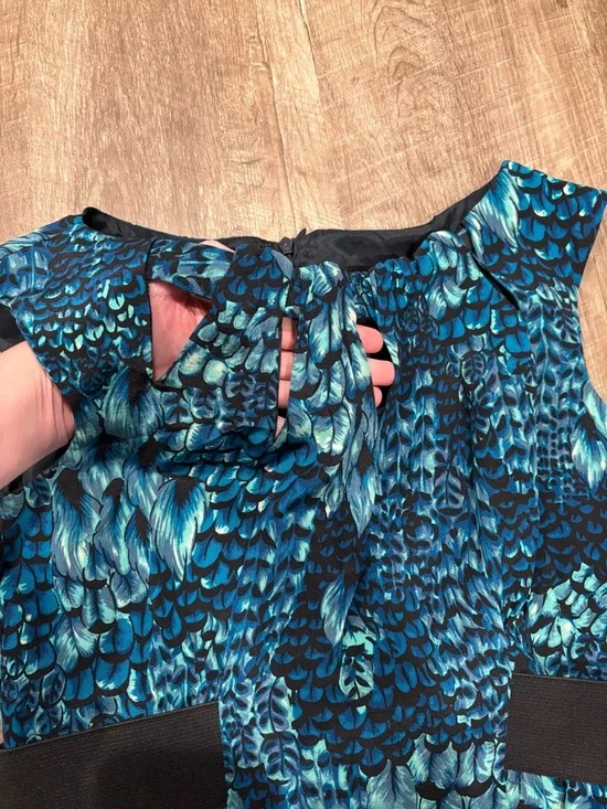 Nanette Lepore 100% Silk Peacock Feather Print Dress - Size 4 - Made in USA - Picture 6 of 8